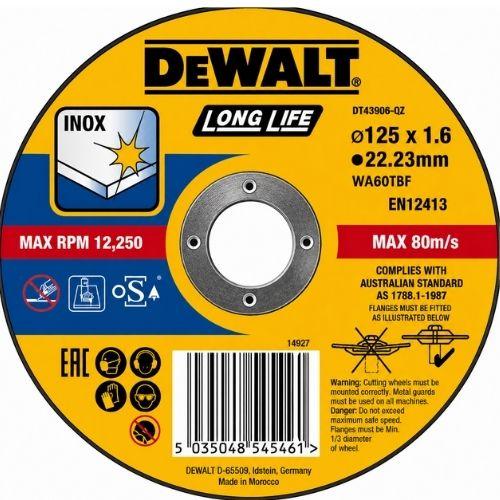 Dewalt DT43906-QZ მეტალის საჭრელი დისკი 125 x 1.6mm