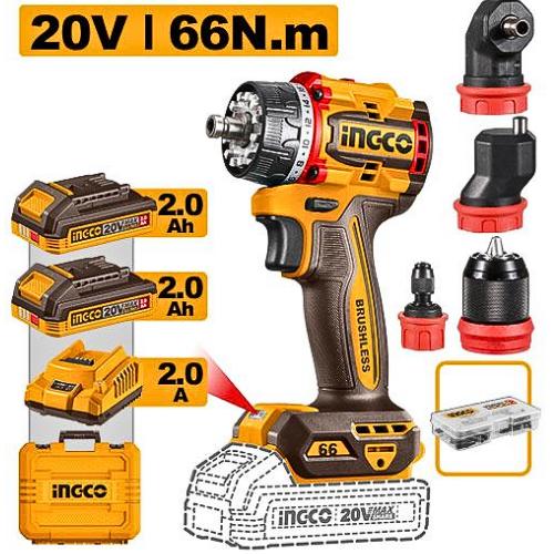Li-Ion ელ. ხრახნდამჭერი საც. თავაკებით 20V/66N.M (CDLI206686) INGCO