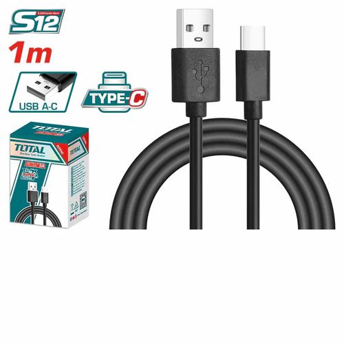 USB დამტენი 3A, 1მ, type C (TIUCC01) TOTAL